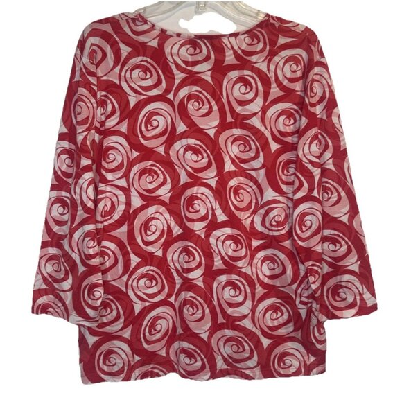 Talbots Women’s Swirl Print 3/4 Sleeve V Neck Knit Pullover Blouse Top Sz XL - Picture 3 of 8
